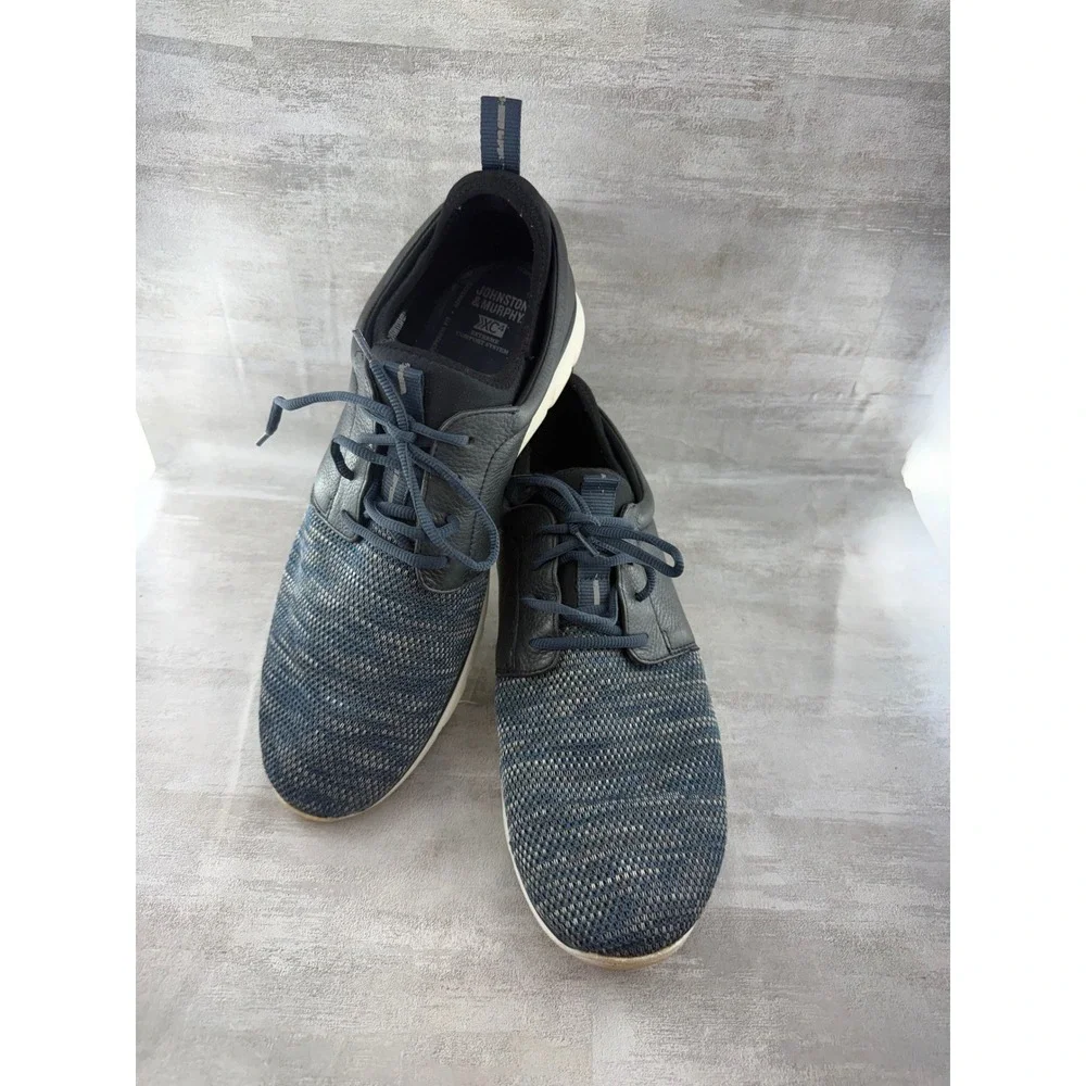 Johnston Murphy XC4 Prentiss Navy Knit Leather Waterproof Shoes 25-3057 Men 13M